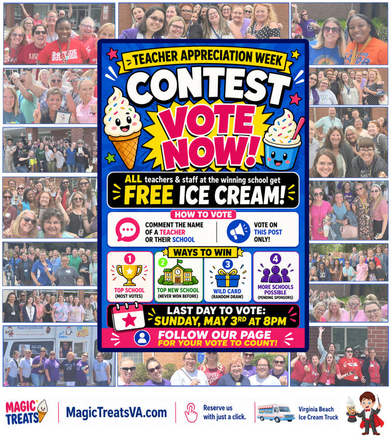 Magic Treats Contest Virginia Beach Free ice cream for teachers